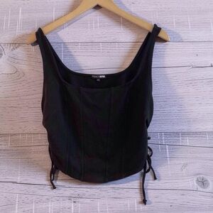 Fashion Nova Black Corset Crop Top | Side Lace-Up | Size 1X